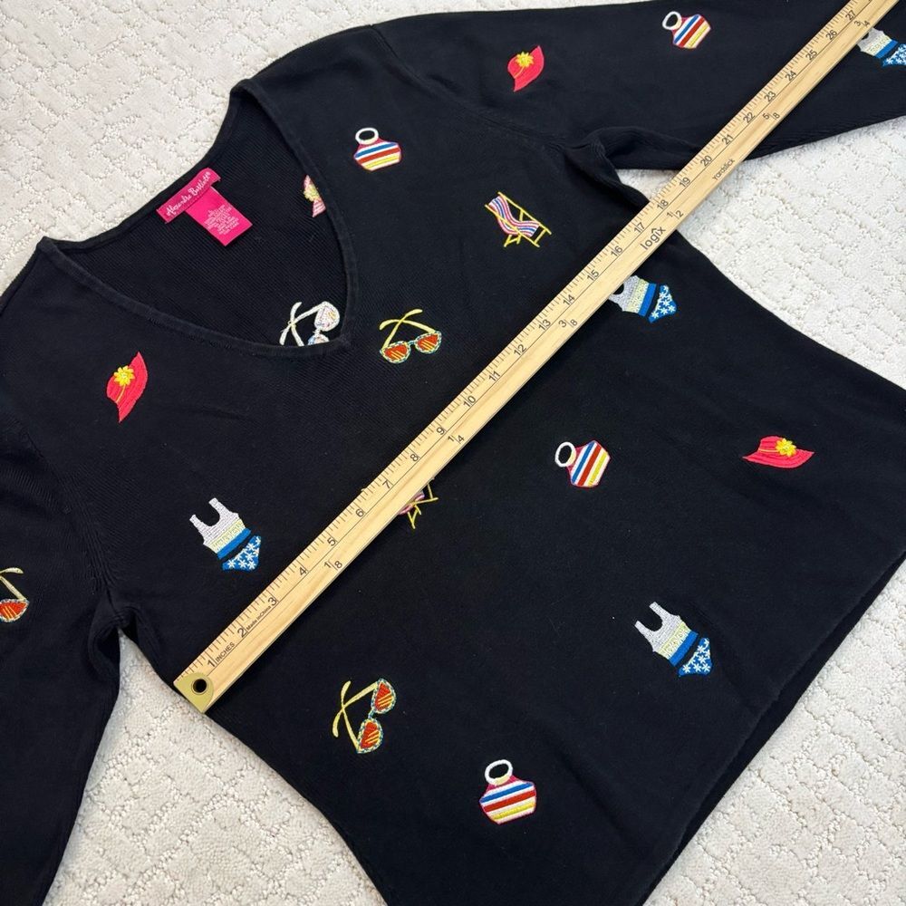 Vintage Alexandra Bartlett Sweater Women's Sz L Black Summer Beach Preppy Casual - Picture 11 of 12